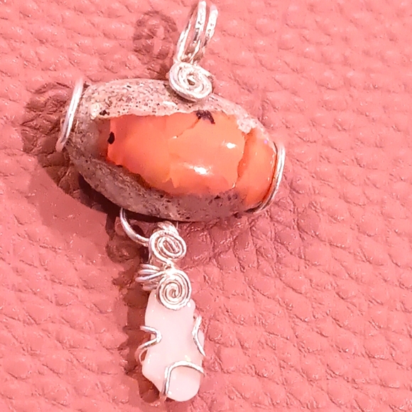 Mexican Cantera And Australian Opal Pendant Sterling Silver Eye - Picture 13 of 16